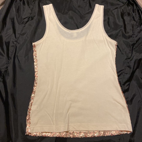 NWOT 2 layer 100% cotton tank with copper & silver sequins on mesh overlay. - Picture 5 of 11